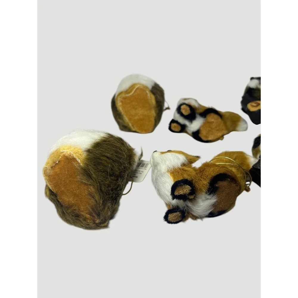 Furry Brown and White Fox Ornaments Raz Imports Christmas Raccoon Bunny Owl Faux